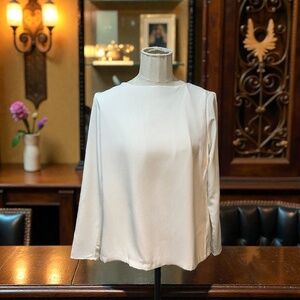 Lauren Ralph Lauren Pearl White Boatneck Blouse with Split Back Size 2